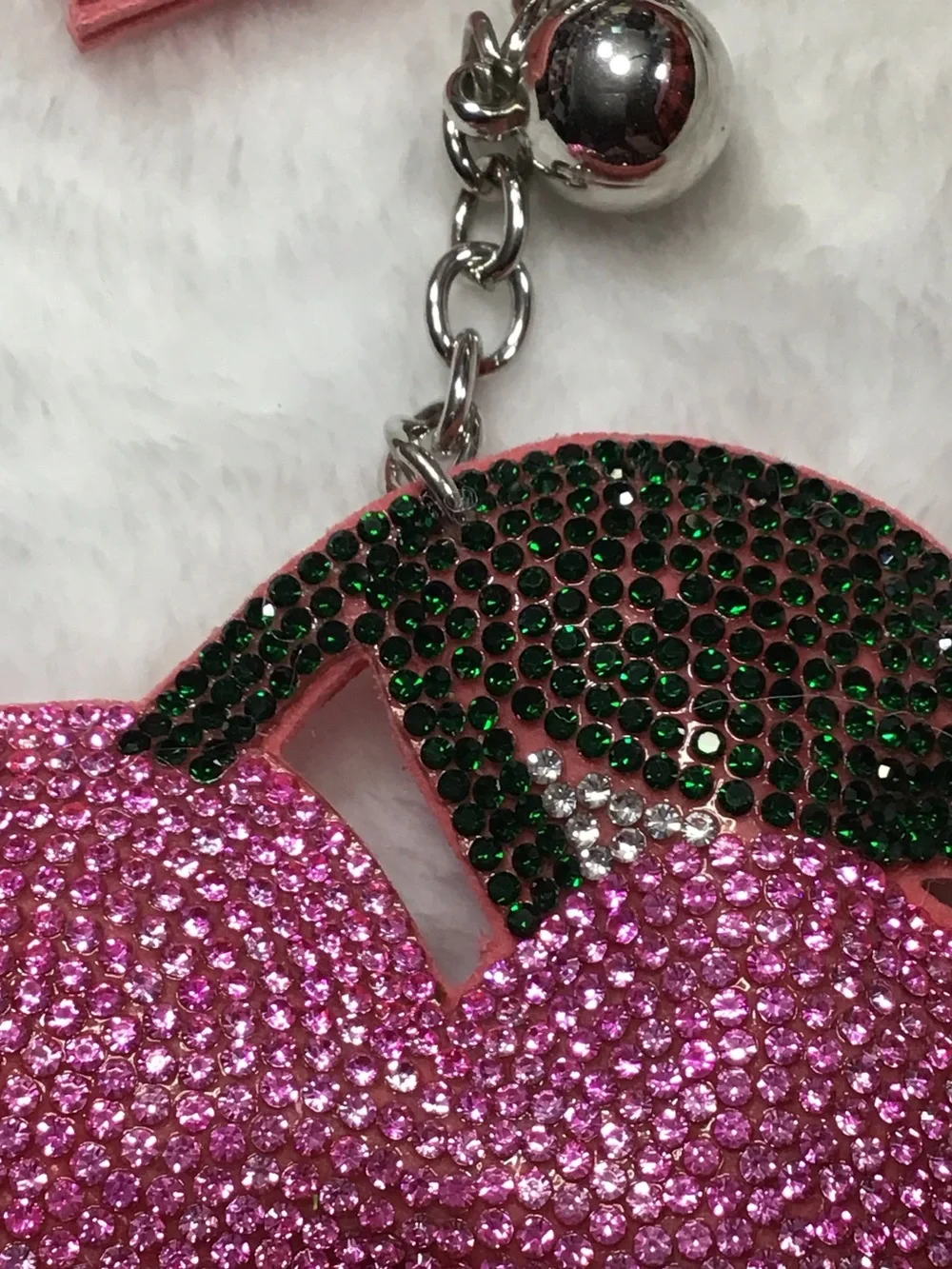 Sparkling Pink Cherry Keychain with Tassel